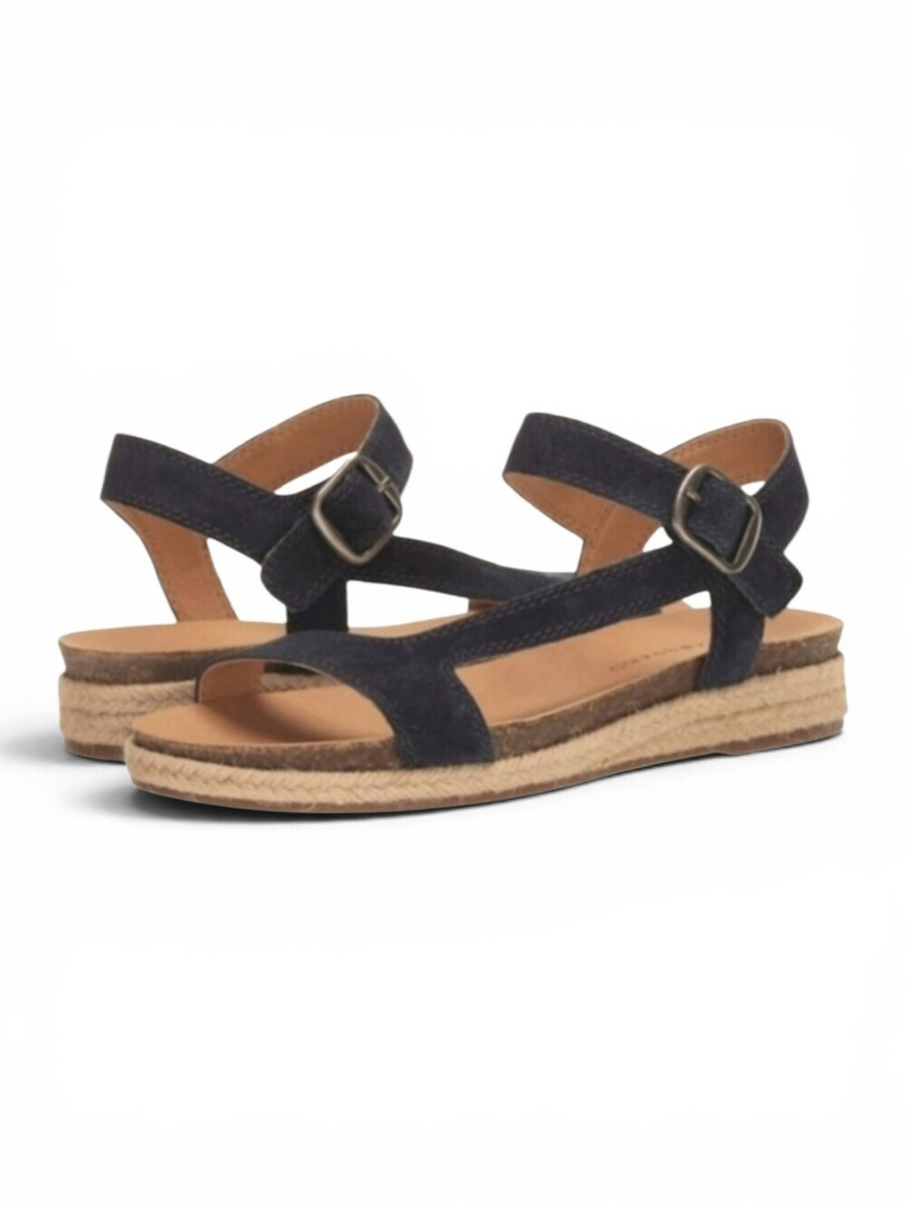 Lucky Brand Gabrien Espadrille Sandals Blue Tan Suede Size 6
